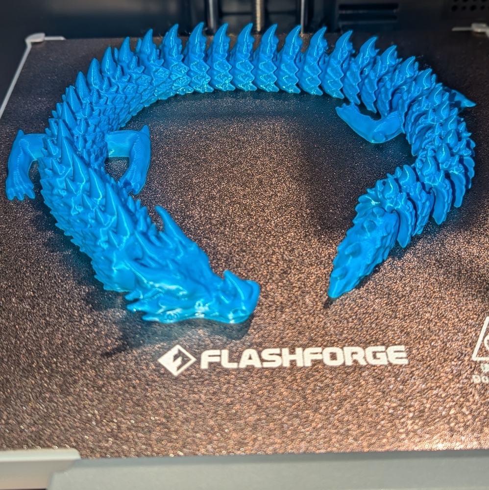 3D Printed Dragon Blue PLA